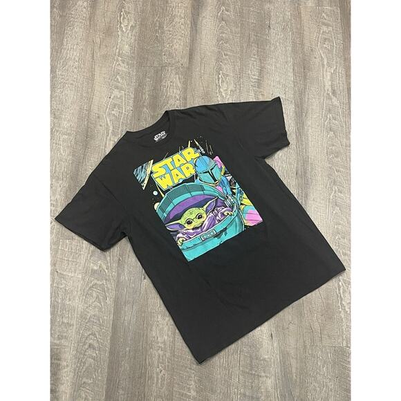 Star Wars The Mandalorian Din Djarin The Child Colorful T Shirt Sz L Baby Yoda - Picture 1 of 4